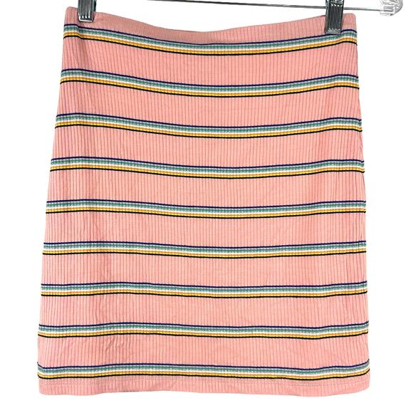 Privacy Please NWT Hopewell Metallic Pink Striped Mini Skirt Size S Rib Knit - Picture 4 of 11